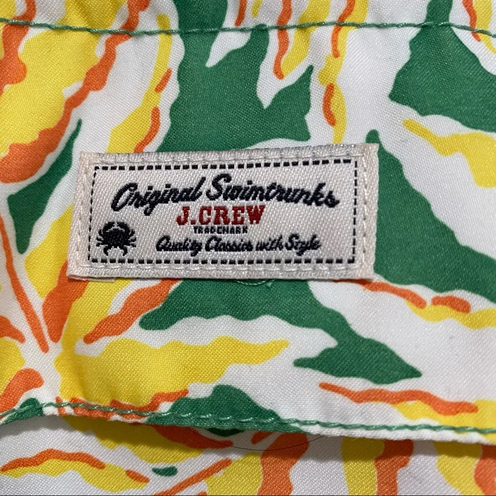 J Crew Swim Trunks 7” Yellow Orange Green White Size 38